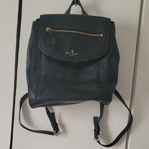 kate spade black leather mini backpack with gold accents